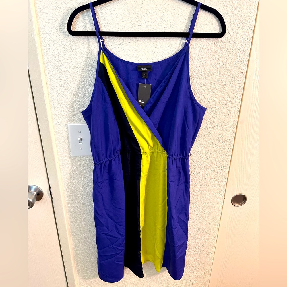 Mossimo scrunch dress vibrant blue and neon green. Size XL.
